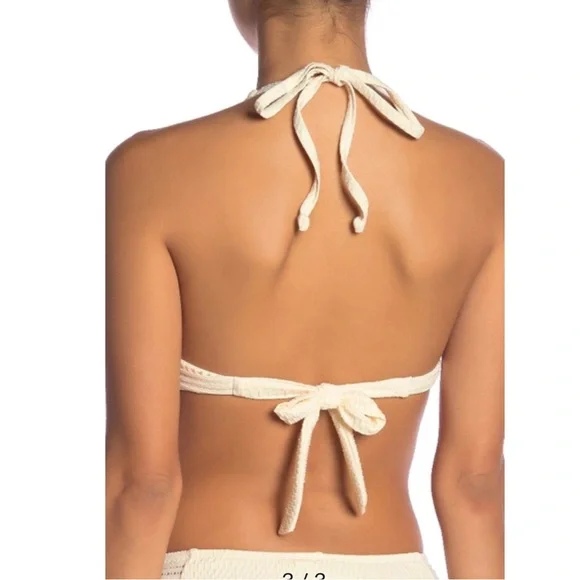 ROBIN PICCONE Perla Halter Bikini Top In Eggshell NWT - Picture 5 of 11